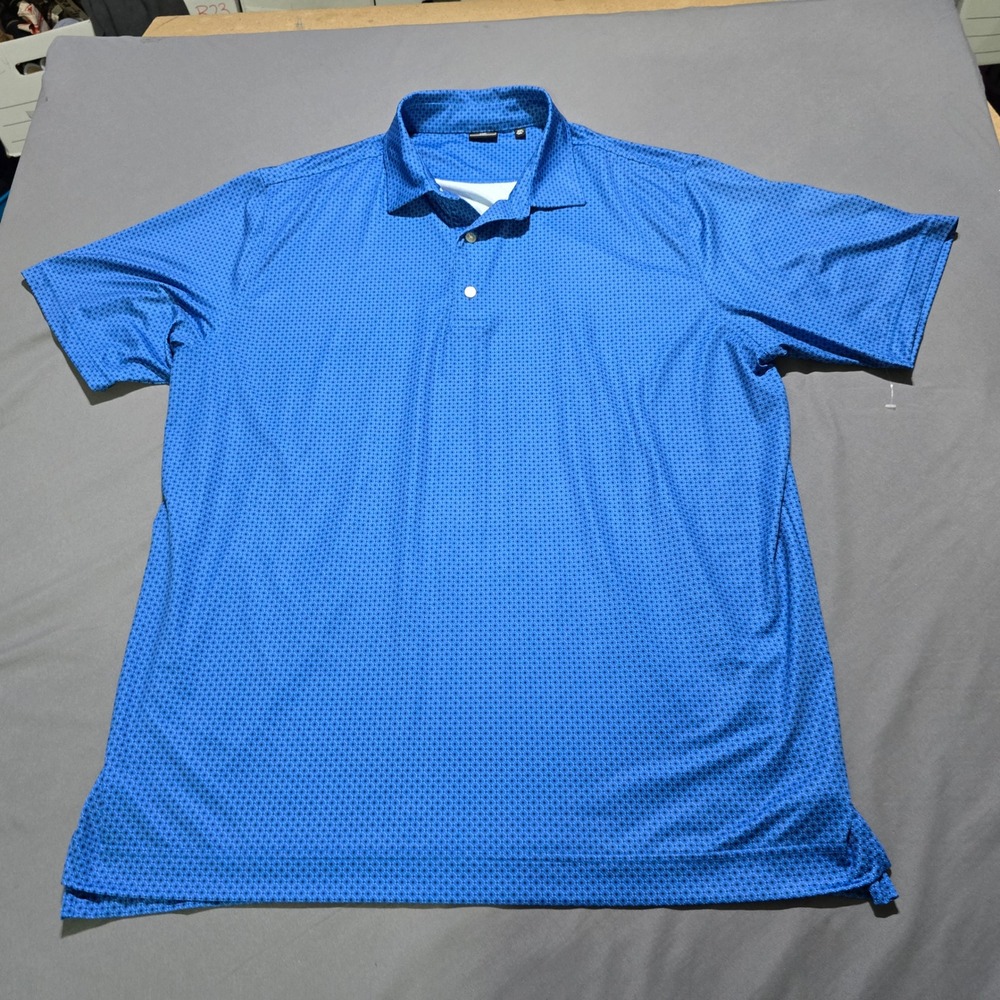 FootJoy Golf Polo Mens 2XL Blue Geometric Diamond Print Short Sleeve Performance